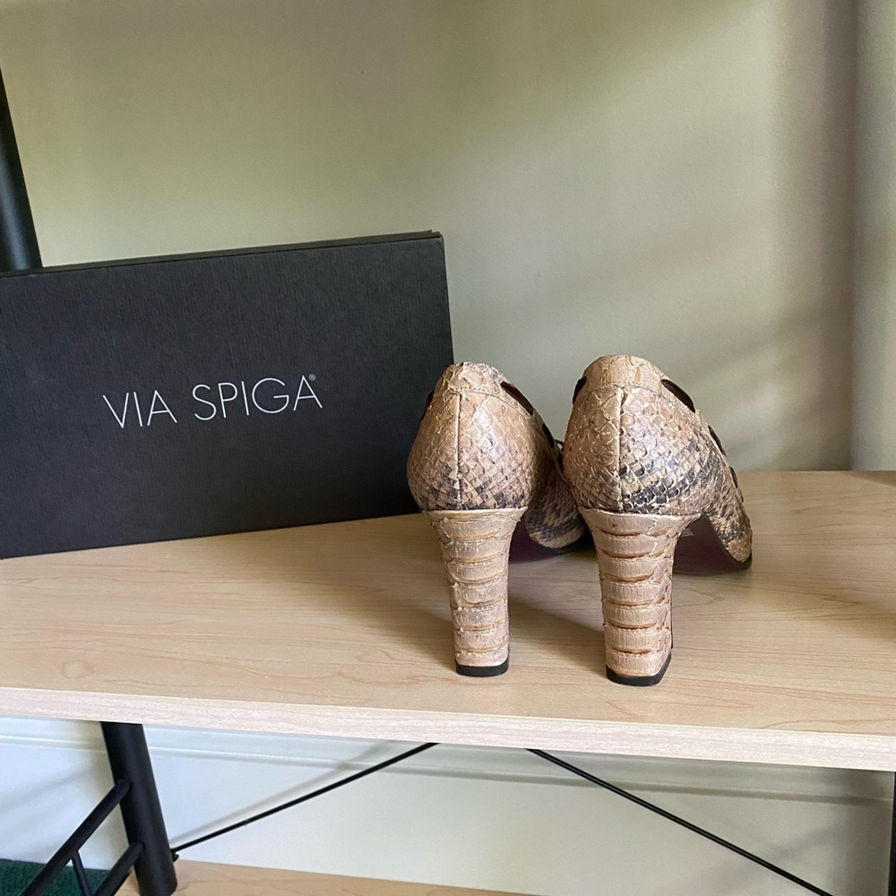 Via Spiga Beige - Sueded Python Made In Italy size 7.5 M - Picture 4 of 6